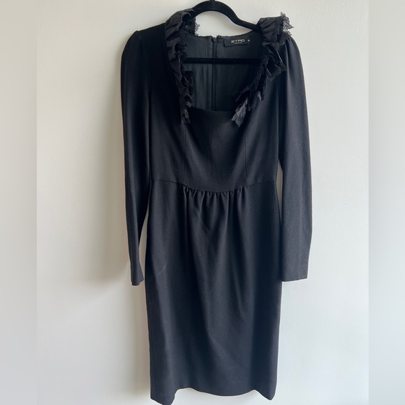 Etro Black Midi Dress with Ruffle Detail - Picture 8 of 10